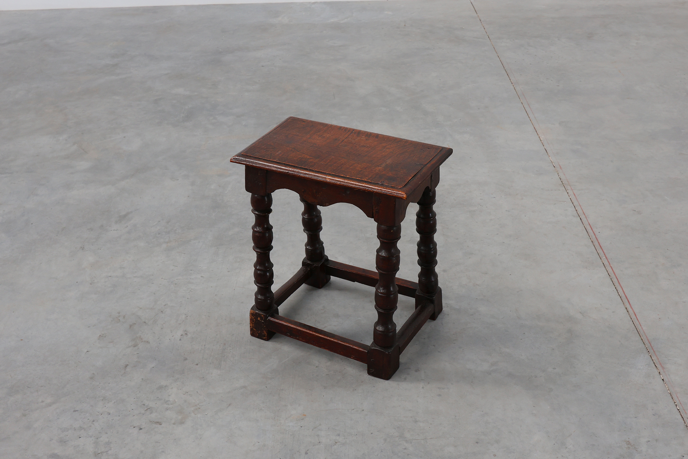 19th Century oak rectangular joint stool or table with turned legs, France ca. 1820thumbnail